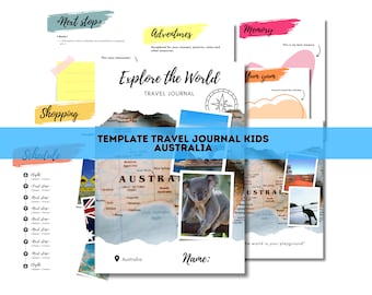 Modelo de diário de viagem / Modelo de itinerário de viagem para crianças - Austrália