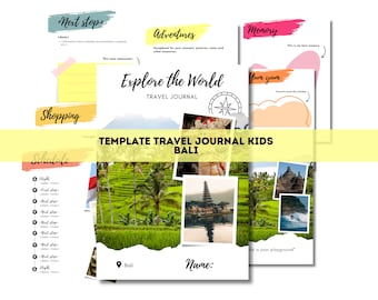 Modelo de diário de viagem / Modelo de itinerário de viagem para crianças - Bali