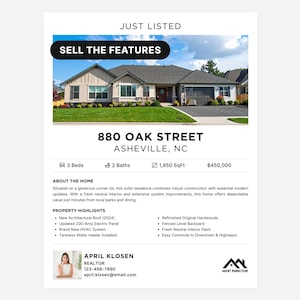Fixer Upper Real Estate Flyer Template | Spec Sheet Listing Flyer for Realtors | Editable Canva (Free) | 8.5x11 | Instant Download