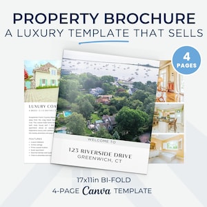 Real Estate Property Brochure | Luxury Real Estate Marketing | Modern 4 Page Half Fold Listing Brochure | Canva Template | Instant Download