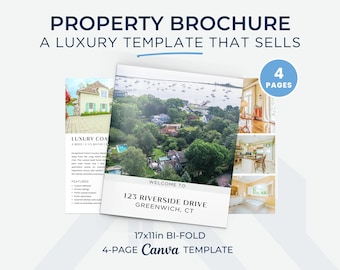 4-Page Real Estate Brochure | Bi Fold Listing Template for Realtors | Canva Editable | Instant Download