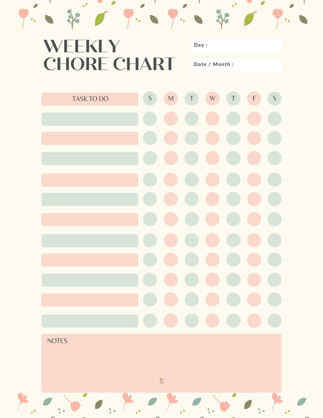 Kids Chore Chart Printable Etsy Kids Chore Chart Printable Etsy