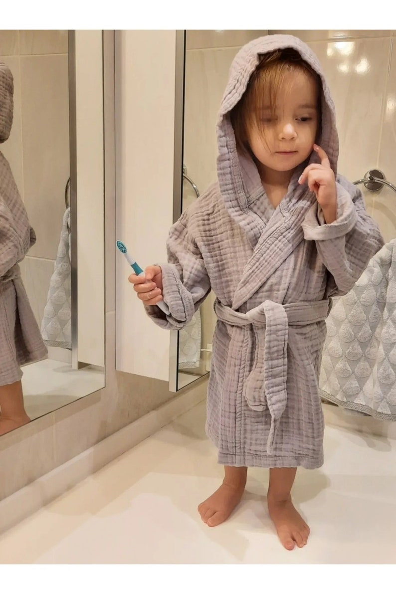 Children's Robe Kids Hooded Bathrobe Soft 4-layer Muslin Baby Robe, Children's Robe ...