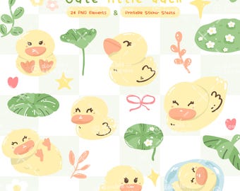 Niedliche kleine Enten-Digital-Aufkleber | PNG Aufkleber Set | Planer Aufkleber | Druckbare digitale Aufkleber, Clipart Illustration