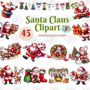 Clipart de Papai Noel em aquarela, Clipart de Papai Noel de Natal PNG, Clipart de Fantasia, Imagens Festivas, Férias de Inverno, Papai Noel PNG, Uso Comercial