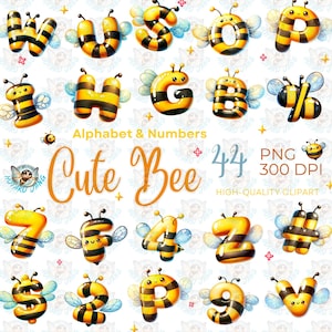 Cute bee alphabets and numbers, Honey bee alphabet, Bee Alphabet,  Honey bee, letter, Bee Spring
