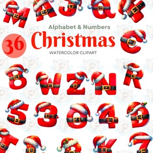 Christmas  Alphabet & Numbers  Clipart Santa Claus Letters PNG Christmas PNG Merry Christmas Santa Claus Clipart