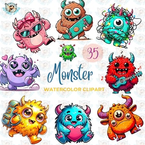 Monster clipart, Whimsical Monsters PNG, Funny Monster, Whimsy creature, Sublimination Furry Monster cartoon, illustration Silly Monster