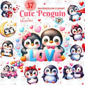 Niedlicher Pinguin Clipart, Liebhaber Geburtstag, Kawaii Pinguin, Schlafen auf Wolke Kinderzimmer, Pinguine Liebhaber Geburtstag Kinder, Winter Clipart