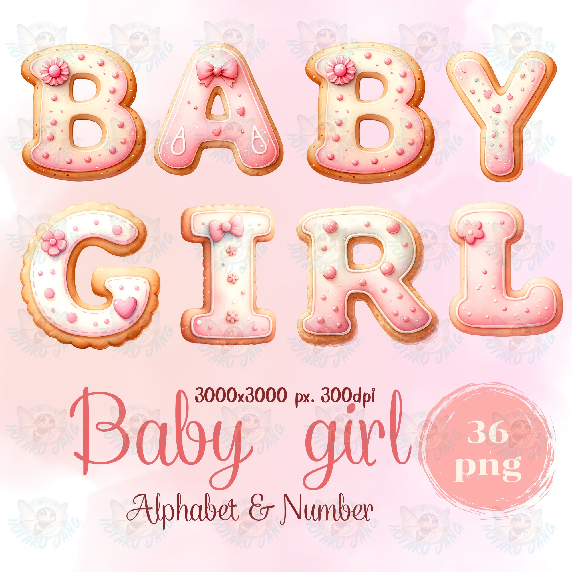 Baby Girl Cookies Alphabet and Number, Baby Girl Alphabet Clipart, Baby ...