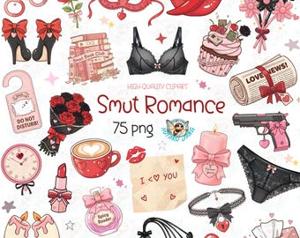 Spicy Romance Clipart Bundle, Dark Romance, Booktok PNG (300 DPI Digital Download)