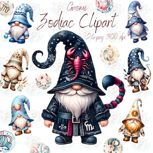 Sternzeichen Gnome Clipart, Horoskop Wichtel, Clipart png Instant Download