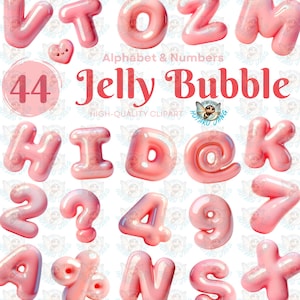 Clipart de alfabeto de bolhas de gelatina, clipart de letras rosa, doces fofos png
