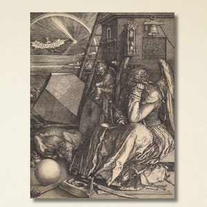 Albrecht Dürer Canvas, Albrecht Durer Melancholia (Melancolia) Print Poster Canvas, Albrecht Dürer Art Gallery,Black and White,Ready to Hang