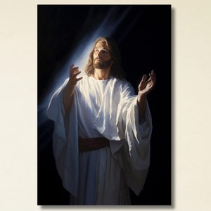 Jesus Paintings, Jesus Canvas Wall Art Print, Holy Jesus Christ Sacred Heart Religious Print, Sacred Heart Of Jesus, Jesus Exhibition Poster