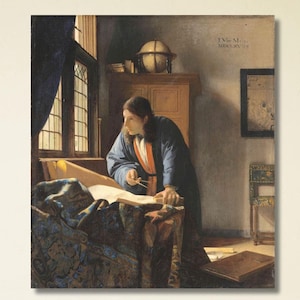 The Geographer by Johannes Vermeer Canvas Wall Art Print,The Geographer Canvas ,Famous art,Office Home Decor,Vintage Art Print,Ready to Hang