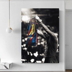 Lionel Messi, impresión de Lionel Messi, póster de Lionel Messi, lienzo de GOAT Lionel Messi, Barcelona, arte de leyenda del fútbol, regalo para fanáticos del fútbol, regalo para niños