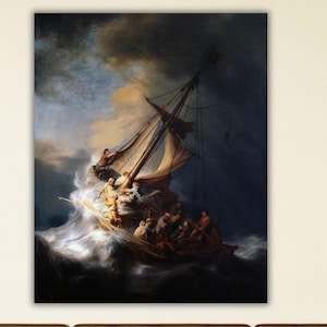 The Storm on the sea of Galilee by Rembrandt Canvas Art, The Storm on the sea of Galilee Print Wall Art, Modern Art,Home Decor Ready To Hang