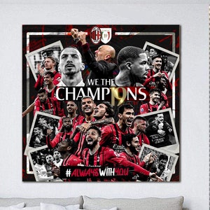 AC Milan Canvas Wall Art, Milan Canvas ,AC Milan Champions Serie A 2022 Wall Art,Gift for Kids,Football Poster,AC Milan Poster,Ready To Hang