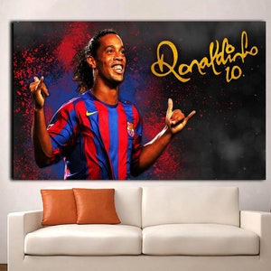 Ronaldinho,Ronaldinho Wandkunst,Ronaldinho Poster,Ronaldinho Leinwand,Fußball Fußball Leinwand,Geschenk für Ihn,Fußballlegende Leinwand,fertig zum Aufhängen