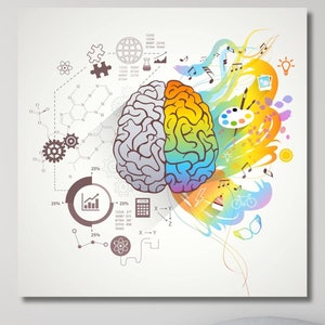 Brain Canvas Art, Brain Painting Art, Medical Decor, Brain Canvas,Brain Floral Print Art,Anatomical Brain Wall Art,Doctor Gift,Ready to Hang