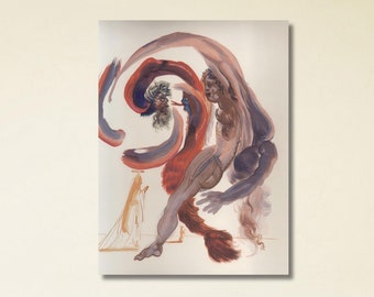 Dante's goddelijke komedie print, Salvador Dali Dante's goddelijke komedie canvas, Salvador Dali-tentoonstelling poster print, surrealistische kunst, klaar om op te hangen