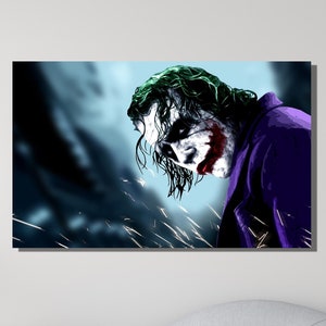 Joker Poster Joker Art Joker Canvas Wall Art Joker Print Art Joker Painting Extra Large Wall Art Poker Wall Decor Comic Poster Ready To Hang
