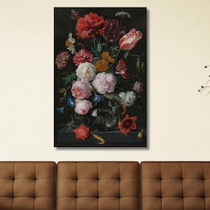 Jan Davidsz Giclee Gift Flowers,Jan Davidsz de Heem Vase of Flowers 1660 Canvas Wall Art,Dutch Still Life,Jan Davidsz Flowers ,Ready To Hang