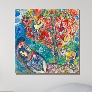 Marc Chagall Poster, Marc Chagall Paar Unter Baum Leinwand, Marc Chagall Kunstausstellung Poster, Museumsdruck, Ausstellungsplakat, fertig zum Aufhängen
