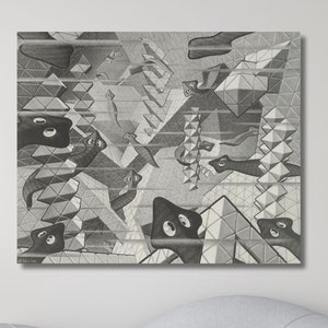 Maurits Cornelis Escher Flat Worms 1959 Canvas ,Escher Wall Art,Maurits Cornelis Escher Art,Abstract Decor for Home Office,Ready to Hang