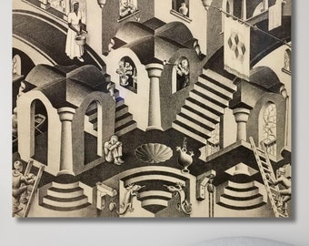 エッシャーの階段の錯視キャンバスプリント、エッシャーの凹凸