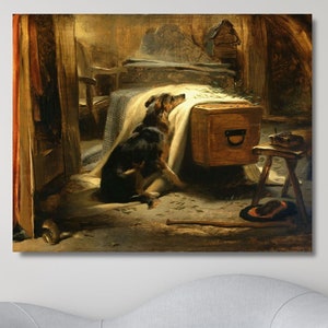 Edwin Landseer Painting Print,Edwin Landseer Old Shepherd&#39;s Chief Mourner 1837 Print Poster Canvas Art,Edwin Landseer Artworks,Ready To Hang