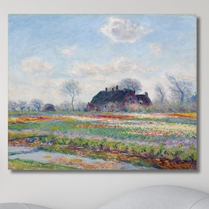 Champ de Tulipes Claude Monet 1876 Canvas Art,Claude Monet Tulip Field Painting,Claude Monet Print Gallery Artwork,Monet Print,Ready to Hang