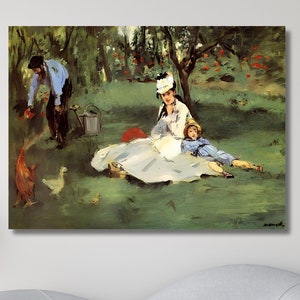 Claude Monet Poster Print,Claude Monet Art,Claude Monet Family in the GardenCanvas Wall Art,Reproduction Wall Decor,Claude Monet Home Decors