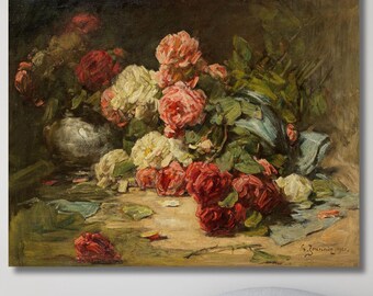 バラの花の絵画プリントアート、ジョルジュ・ジャンナンのバラの静物画 