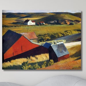 Edward Hopper Reproduktion Poster Kunst, Edward Hopper Art Cobbs Barns und Distant Houses Leinwand Wandkunst, Edward Hopper Dekorkunst, fertig zum Aufhängen