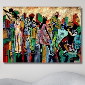 Jazz Music Art Canvas, Abstract Jazz Music Printing, Music Wall Decor, Modern Canvas Art, Colorful Artwork, Music Room Canvas, Ready To Hang