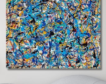 ジャクソン・ポロック抽象画キャンバスウォールアートプリント、モダン