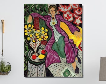 Matisse Painting, Mattisse Woman in a Purple Coat Canvas Poster Art , Abstract Wall Art, Colorful Wall Art, Vibrant Wall Decor Matisse Print