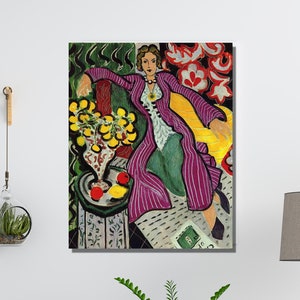 Matisse Painting, Mattisse Woman in a Purple Coat Canvas Poster Art , Abstract Wall Art, Colorful Wall Art, Vibrant Wall Decor Matisse Print