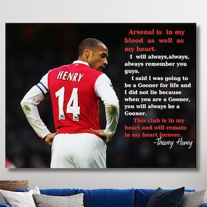 Thierry Henry Canvas, Thierry Henry Print Art,Thierry Henry Poster, Arsenal Canvas, Football Canvas, Arsenal Poster, Thierry Henry, Arsenal