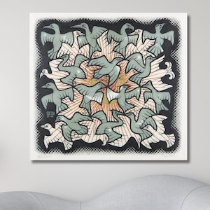 Escher Poster,Maurits Cornelis Escher Sun and Moon Canvas,Escher Wall Art,Op Art Wall Art Print Design,Abstract Canvas Decor,Ready to Hang