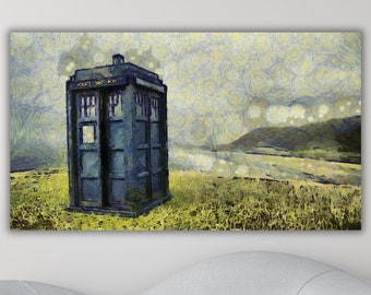 Doctor Who Tardis Box Wall Art Doctor Who Tardis Hillside Canvas Print Painting Telephone Box Doctor Who Poster Decor Home Art Ready To Hang