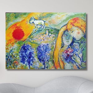 Marc Chagall Kunst, Marc Chagall Liebhaber Leinwand Plakat Kunst, Kubismus Wand Kunst Design, Ausstellungsplakat, Museumsdruck Kunst, Marc Chagall Plakat Leinwand