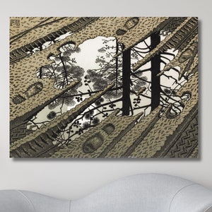 Maurits Cornelis Escher Puddle Canvas Art,Maurits Cornelis Escher Canvas,Escher Wall Art,Abstract Decor for Home Office,Canvas Ready to Hang