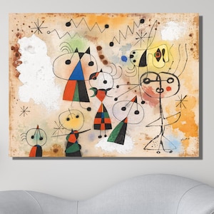 Joan Miro Poster, Joan Miro Canvas Wall Art, Joan Miró Abstract Surrealism Art,Miro,Abstact Canvas, Surreal wall art,Wrapped Surreal Canvas
