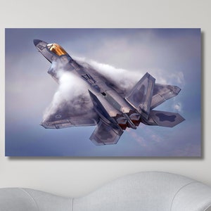 Figther F22 Printing Art, Fighter Jets Canvas Or Poster, F-22 Raptor Wall Art, Aircraft Wall Print,Vintage Wall Art,F22 Canvas,Ready to Hang
