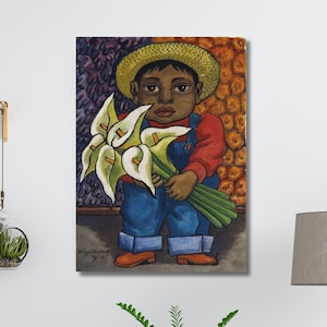 Diego Rivera Canvas Wall Art,Diego Rivera Child and Flower Canvas,Feast of Santa Anita Art Print,Rivera Artwork,Diego Rivera,Ready To Hang
