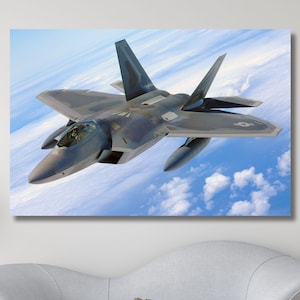 Figther F22 Printing Print,Fighter Jets Canvas Or Poster,F-22 Raptor Wall Art,Aircraft Wall Print,Vintage Wall Art,F22 Canvas, Ready to Hang