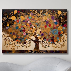 Gustav Klimt Style The Tree of Life Canvas Art,Gustav Klimt Wall Art,Gustav Klimt The Tree of Life,Gustav Klimt Artwork Canvas,Ready To Hang